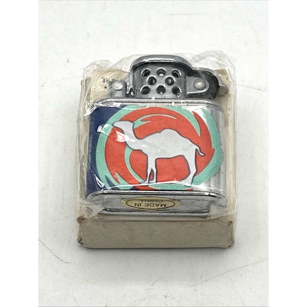 VTG 1997 Camel Cigarettes Promo Mini Flip Top Lighter Orange Teal Swirl NOS NIB